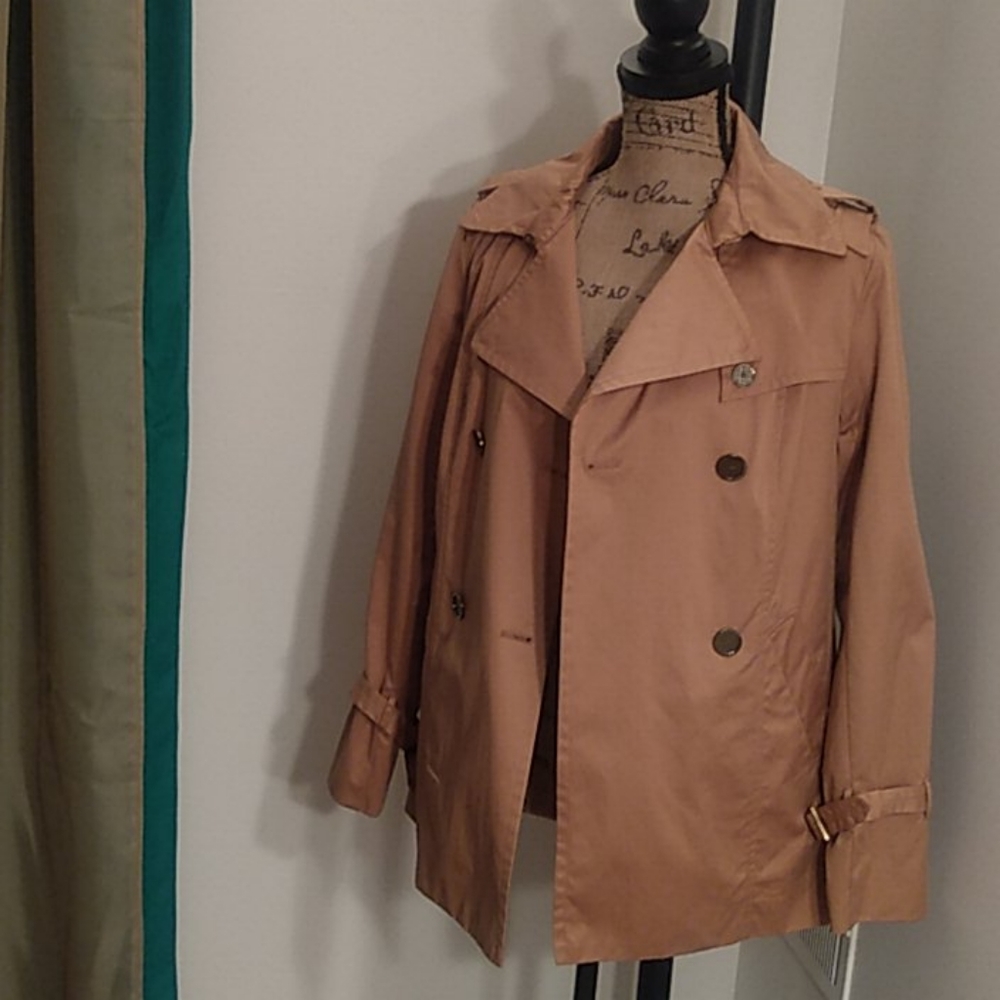 Cole Haan | Women's Double Breasted Tan Short Trench Coat Jacket